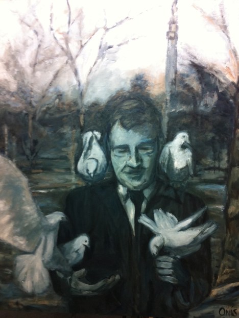 Papa con las palomasOil on Canvas, 36" x 48"
